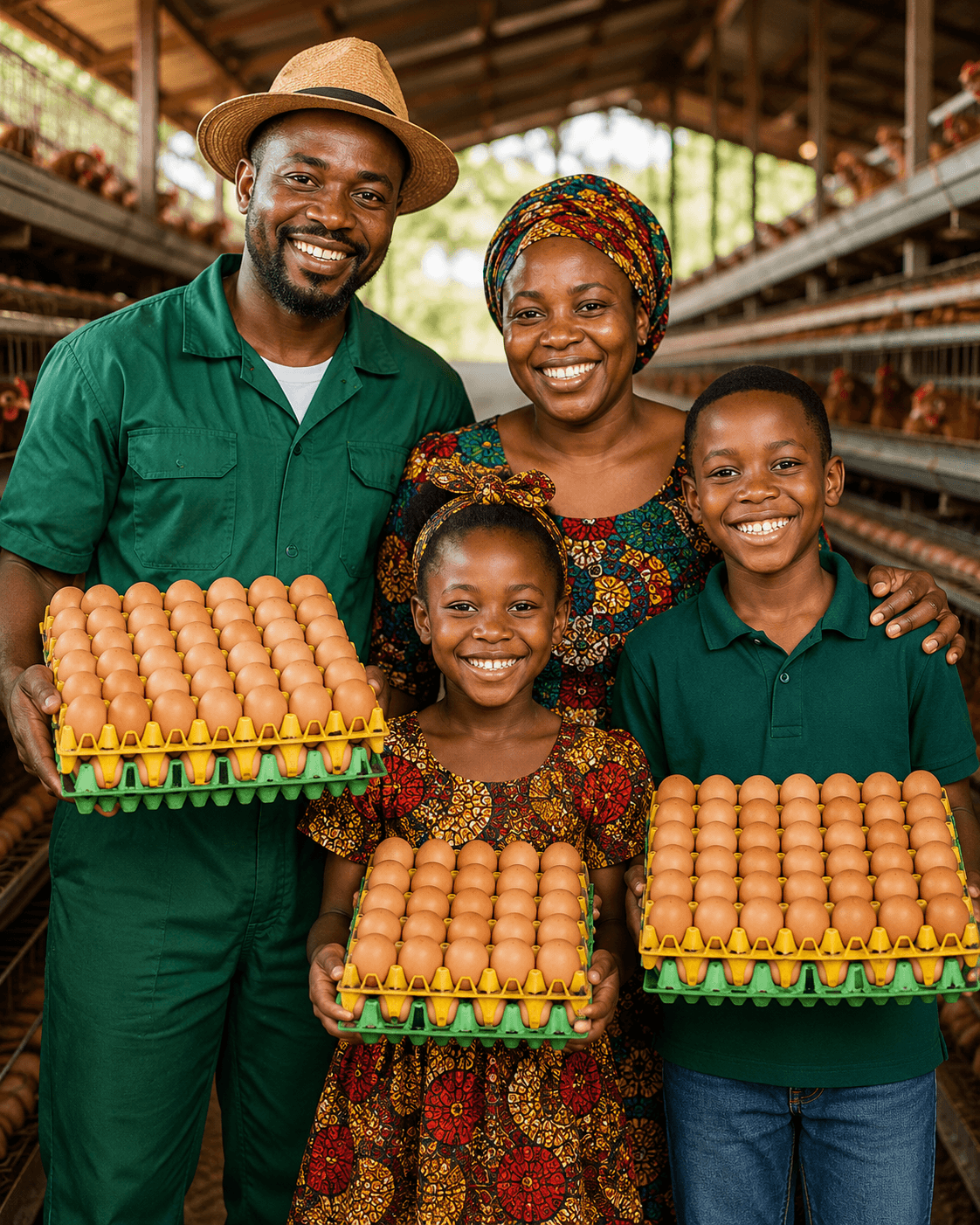 Stacked crates of fresh Primora Farms eggs